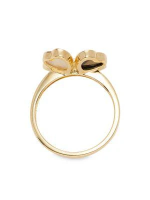 商品Effy|18K Yellow Gold, Mother Of Pearl, Onyx & Diamond Clover Ring,价格¥5216,第3张图片详细描述