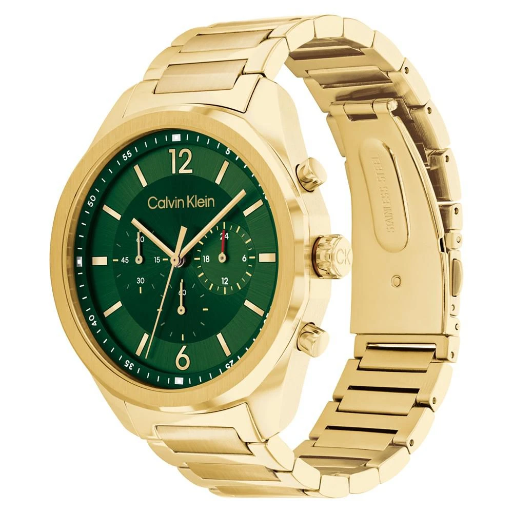 商品Calvin Klein|Men's Multifunction Gold-Tone Stainless Steel Bracelet Watch 45mm,价格¥1733,第2张图片详细描述