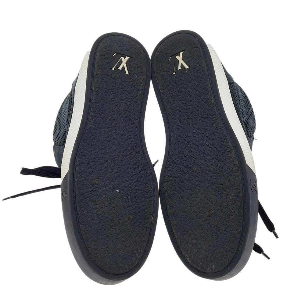 Louis Vuitton Navy Blue Perforated Nubuck Leather Speaker High Top Sneakers Size 40商品第6张图片规格展示