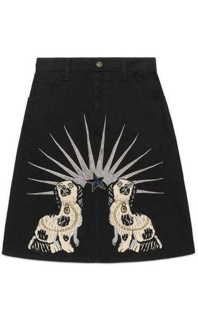 商品Gucci|Embroidered Black Denim Mini Skirt,价格¥6099,第1张图片