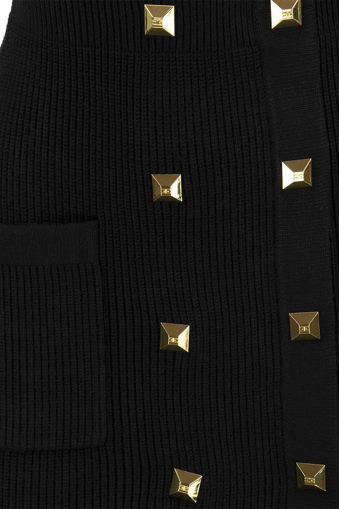 商品ELISABETTA FRANCHI|ELISABETTA FRANCHI Double-breasted robe manteau with studded buttons,价格¥3059,第4张图片详细描述