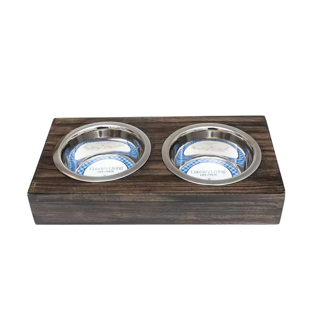 商品JoJo Modern Pets|Country Living Classic Elevated Pet Feeder - Solid Mango Wood with Brown Polished Finish, Includes 2 Medium (24 oz) Stainless Steel Bowls - Foldable Legs for Easy Storage,价格¥261,第2张图片详细描述