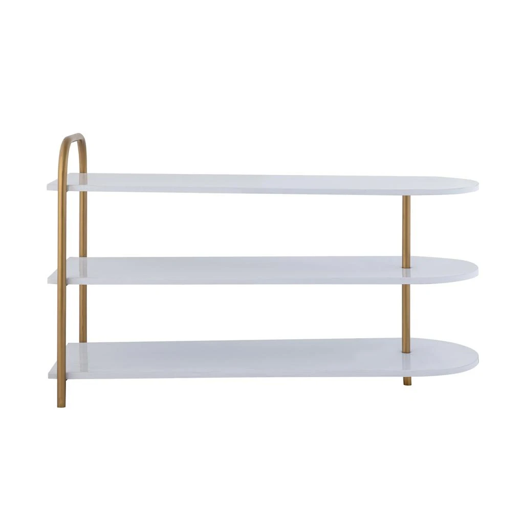 商品happimess|Modern 24" 9-Pair 3-Tier Iron Curved Decker Shoe Rack, White/Gold,价格¥2784,第2张图片详细描述