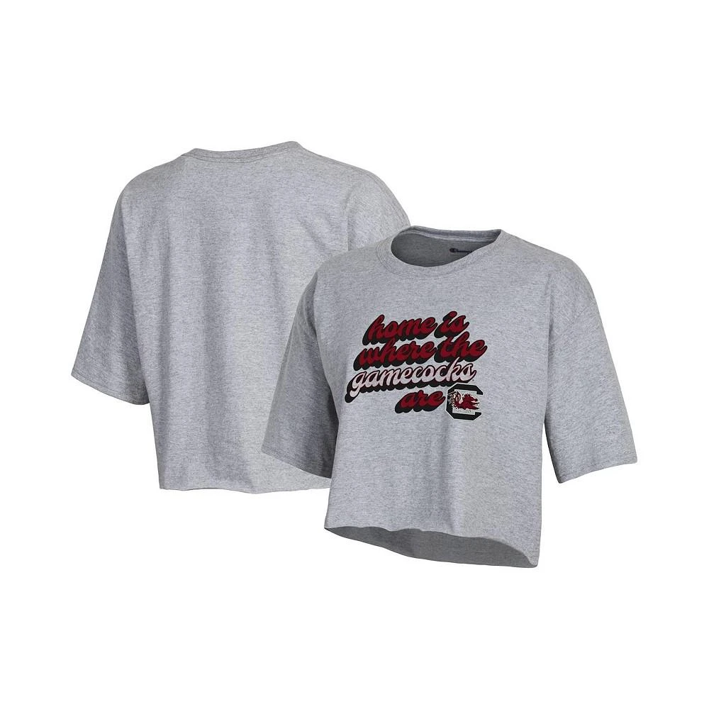 商品CHAMPION|Women's Gray South Carolina Gamecocks Boyfriend Cropped T-shirt,价格¥222,第1张图片