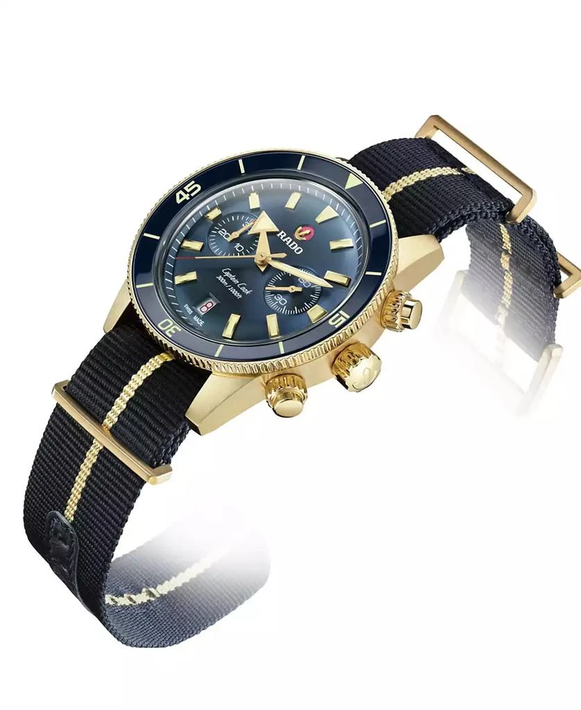 商品Rado|Men's Swiss Automatic Chronograph Captain Cook Blue NATO Strap Watch 43mm,价格¥36475,第5张图片详细描述