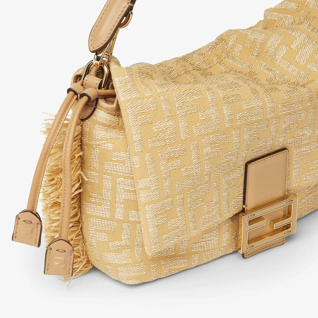 商品Fendi|MEDIUM MAMMA BAGUETTE BAG IN BEIGE JACQUARD FF WITH RAFFIA,价格¥17441,第5张图片详细描述