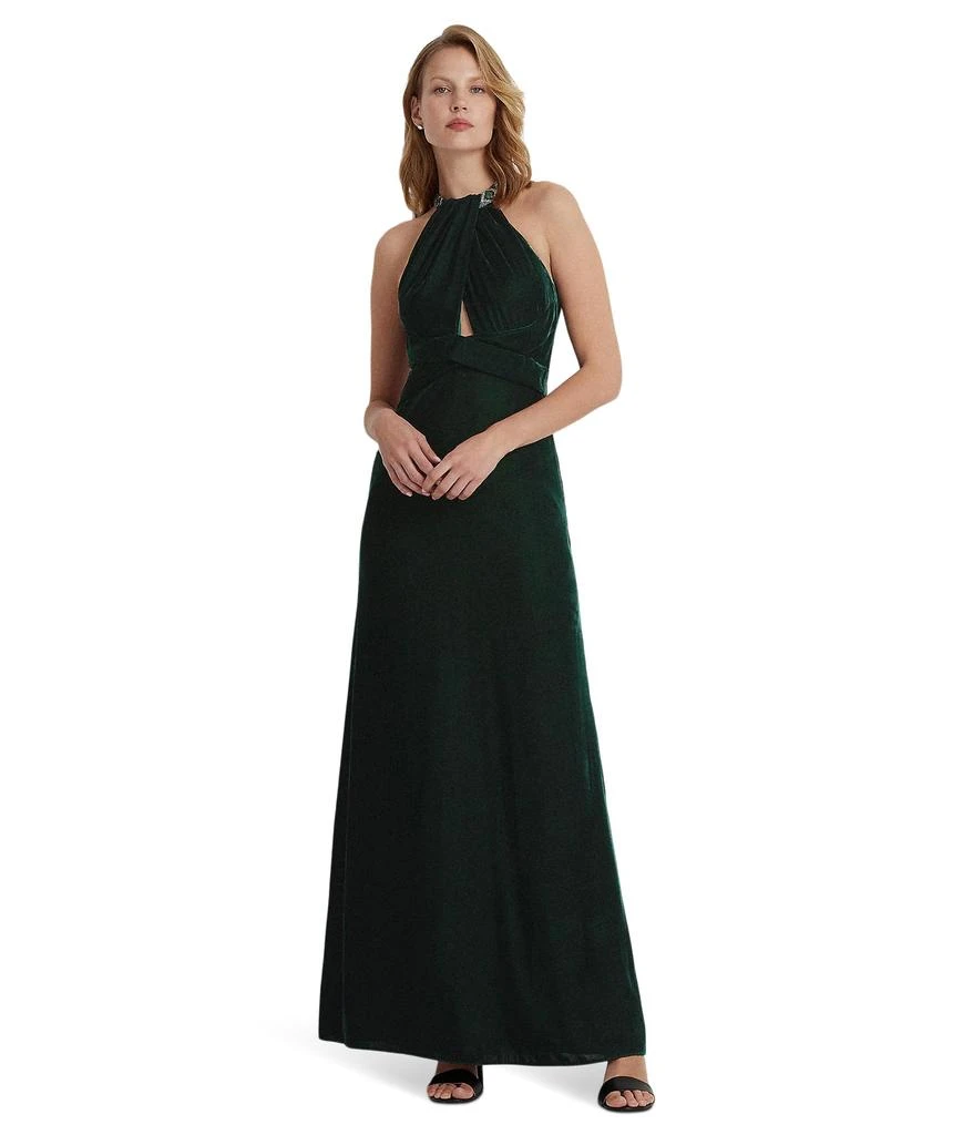 商品Ralph Lauren|Velvet Halter Gown,价格¥1132,第1张图片