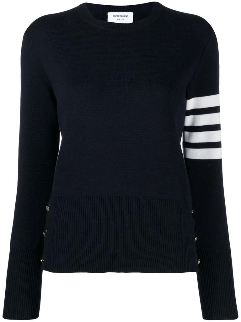 商品Thom Browne|THOM BROWNE WOMEN MILANO STITCH CLASSIC CREW NECK PULLOVER W/4 BAR IN FINE MERINO WOOL,价格¥2996,第3张图片详细描述