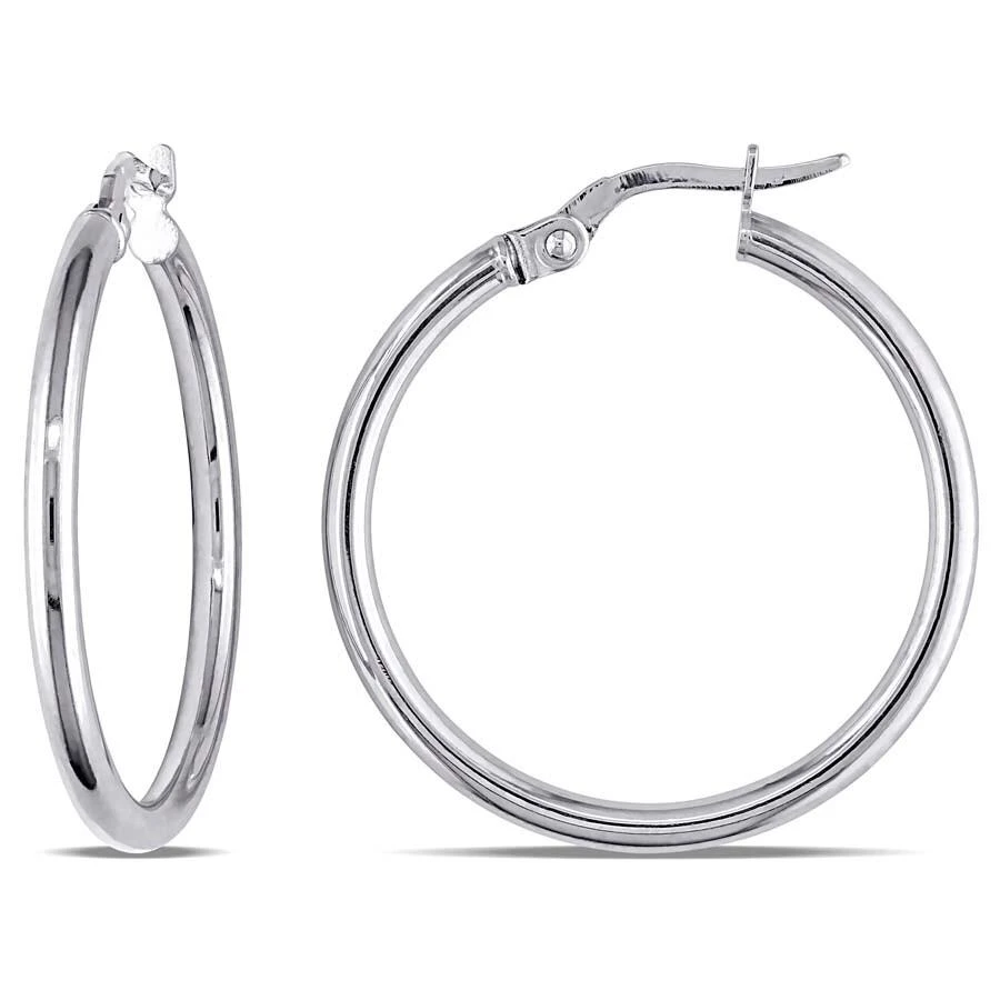商品Amour|Rounded Hoop Earrings In 10K White Gold,价格¥929,第1张图片