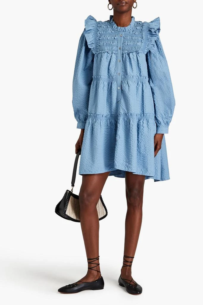 商品Sea|Sevyn ruffled tiered seersucker mini dress,价格¥1201,第2张图片详细描述