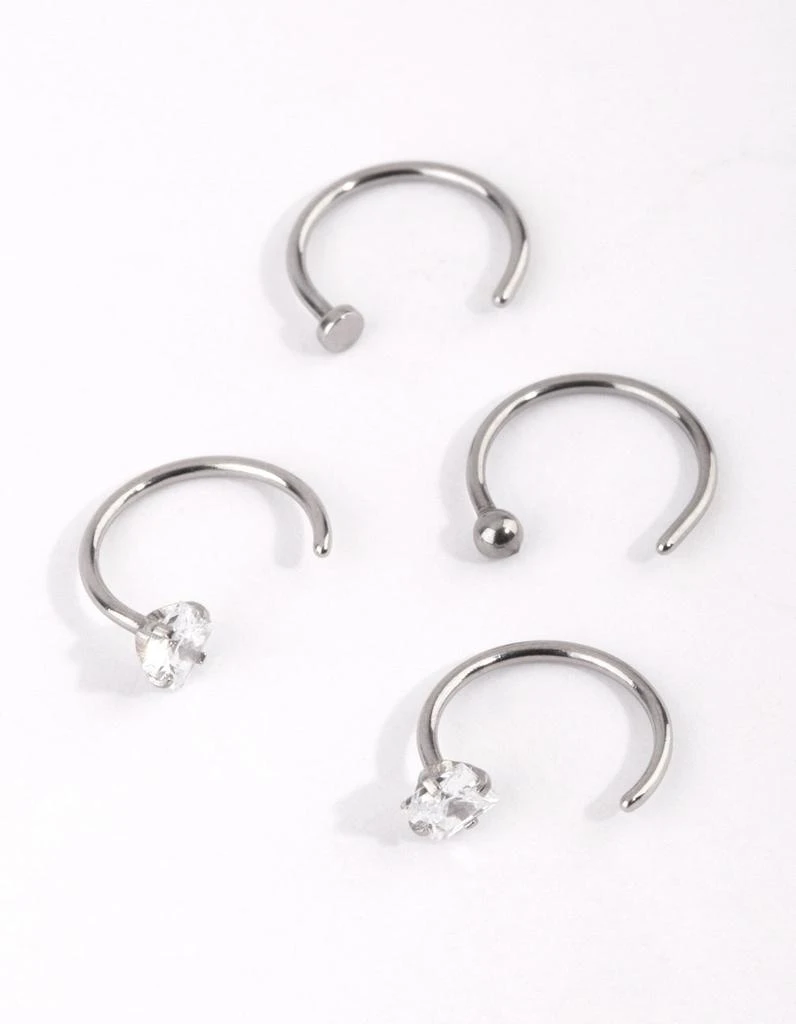 商品Lovisa|Surgical Steel Rhodium Martini Set Dia 4 Pack Nose Ring,价格¥151,第1张图片