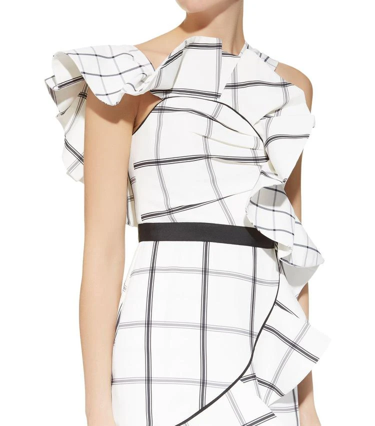 商品Self Portrait|Asymmetric Check Ruffle Dress,价格¥1413,第4张图片详细描述