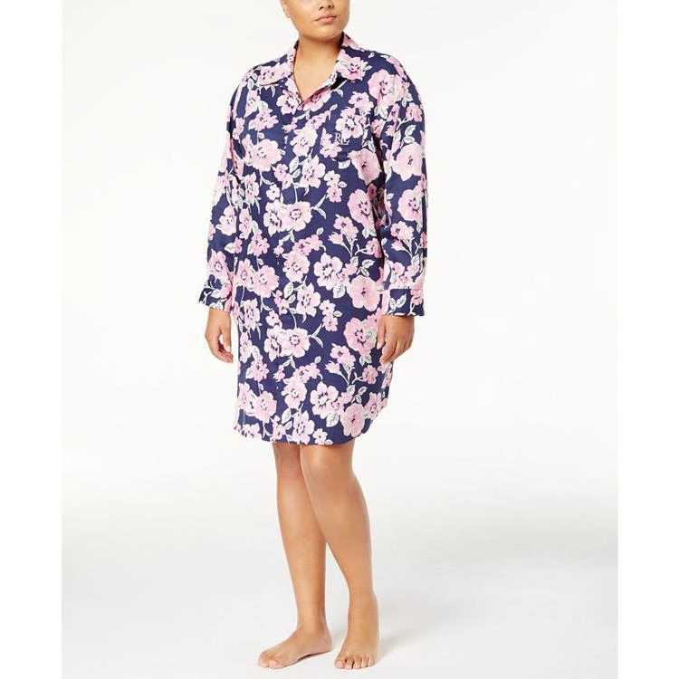 商品Ralph Lauren|Plus Size Printed Sateen Sleepshirt,价格¥147,第1张图片