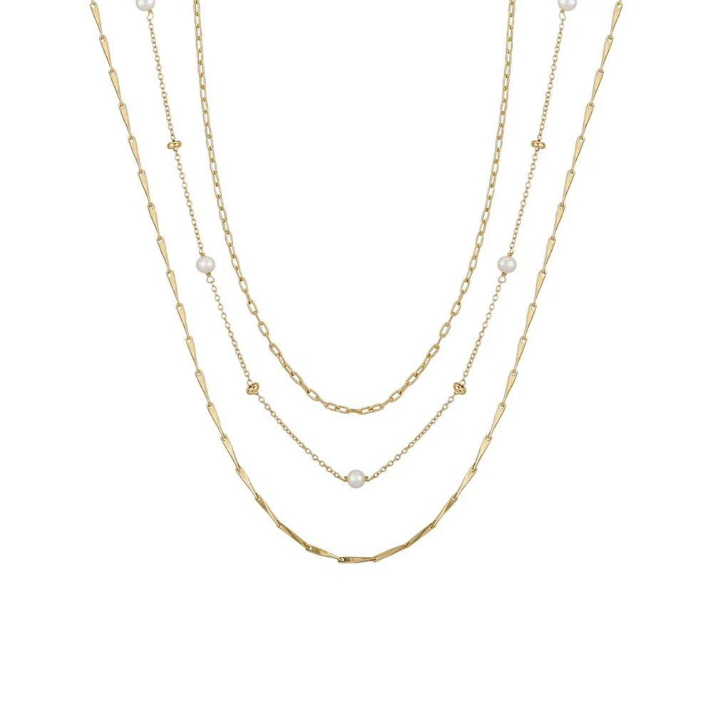 商品Unwritten|14K Gold Flash Plated Brass Faux Imitation Pearl and Bead Design Chain, 3-Piece Necklace Set,价格¥375,第1张图片