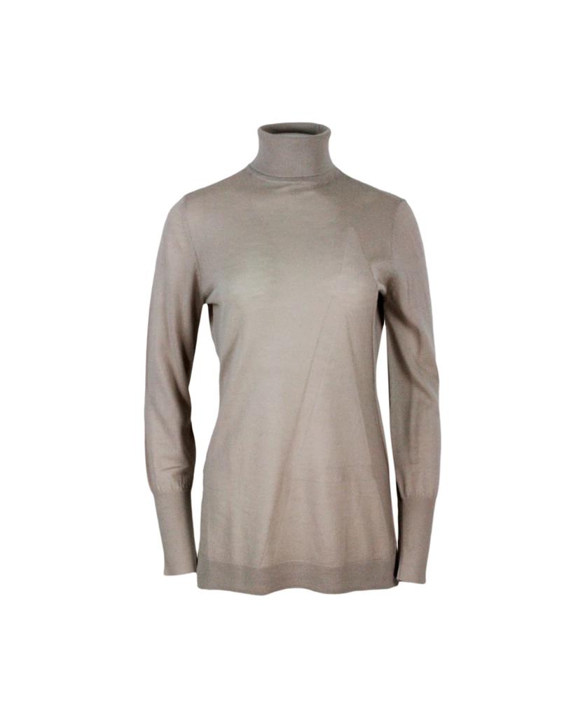 Lightweight Turtleneck Long-sleeved Sweater In 100% Pure Virgin Wool With Side Vents商品第1张图片规格展示