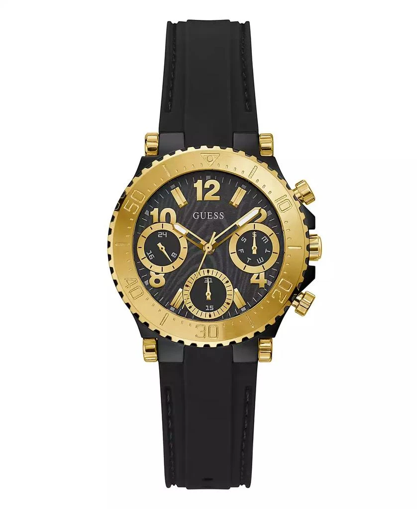 商品GUESS|Women's Quartz Black Silicone Strap Multi-Function Watch 36mm,价格¥817,第1张图片