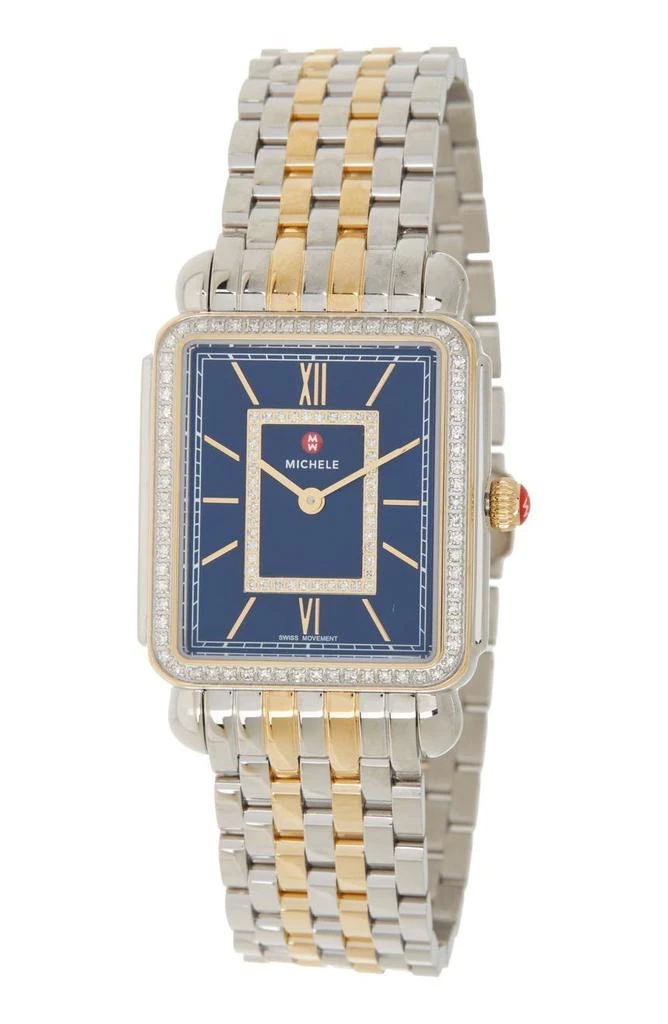 商品Michele|Women's Deco Two Tone Diamond Embellished Bracelet Watch, 20mm x 43mm - 0.52 ctw,价格¥12234,第1张图片