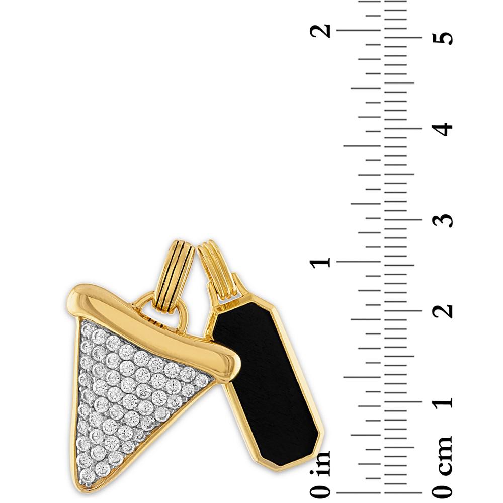 2-Pc. Set Onyx Dog Tag & Cubic Zirconia Pavé Shark Tooth Amulet Pendants in 14k Gold-Plated Sterling Silver, Created for Macy's商品第3张图片规格展示