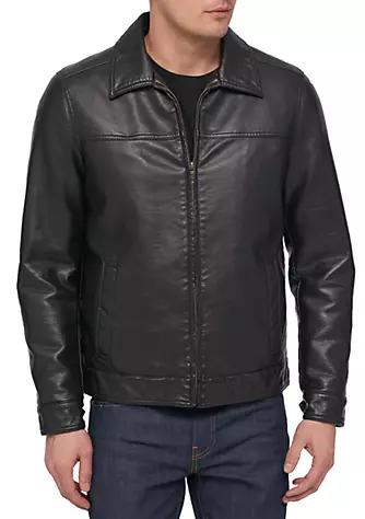 Collar Faux Leather Jacket商品第1张图片规格展示