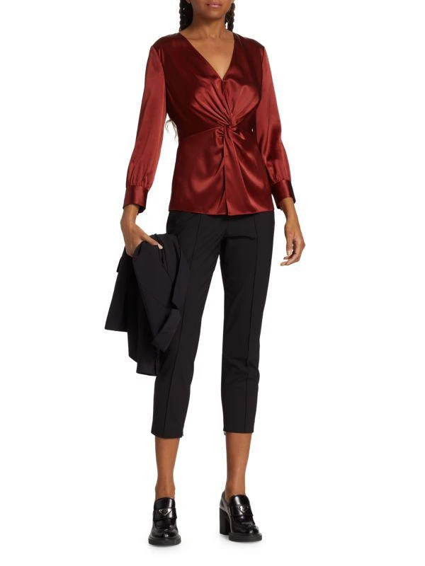 SMU Stretch Silk Knotted Blouse 商品