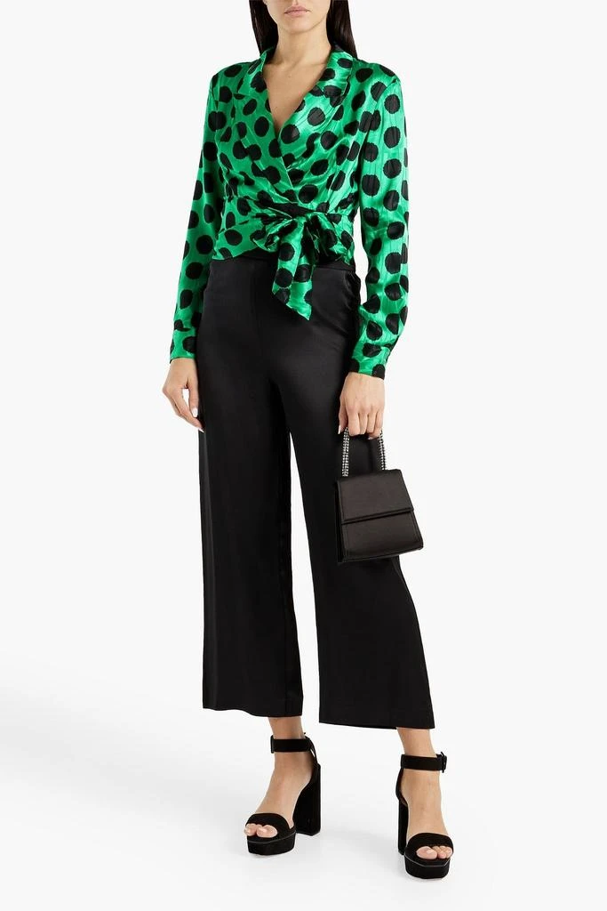 商品Diane von Furstenberg|Vera wrap-effect polka-dot satin-jacquard blouse,价格¥383,第2张图片详细描述