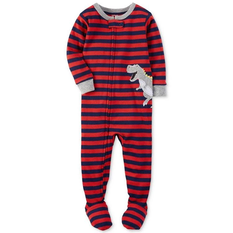 商品Carter's|男婴1-Pc. Striped Dinosaur Footed Pajamas, Baby Boys (0-24 months),价格¥58,第2张图片详细描述