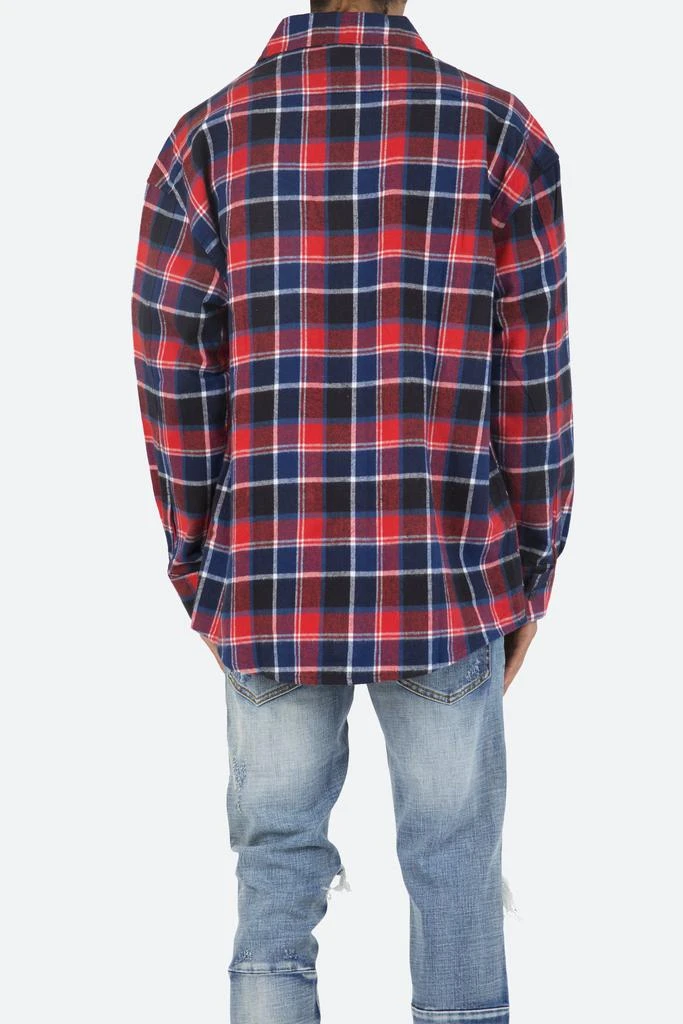 商品MNML|Plaid Cargo Shirt - Blue/Red,价格¥214,第3张图片详细描述