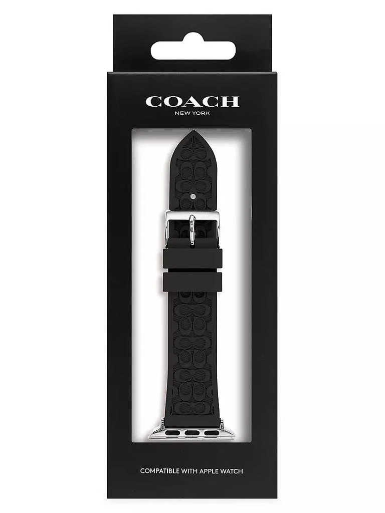 商品Coach|Apple Watch® Signature Black Silicone Strap,价格¥638,第2张图片详细描述