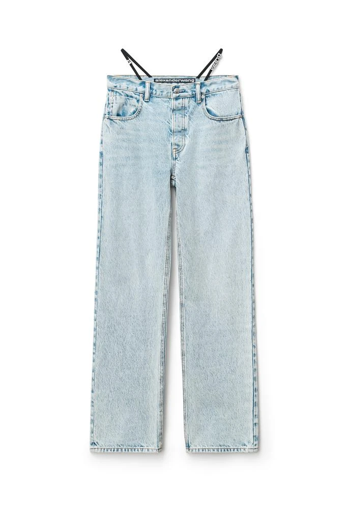 商品Alexander Wang|DIAMANTE LOGO STRAP LAYER JEAN IN DENIM,价格¥2940,第1张图片