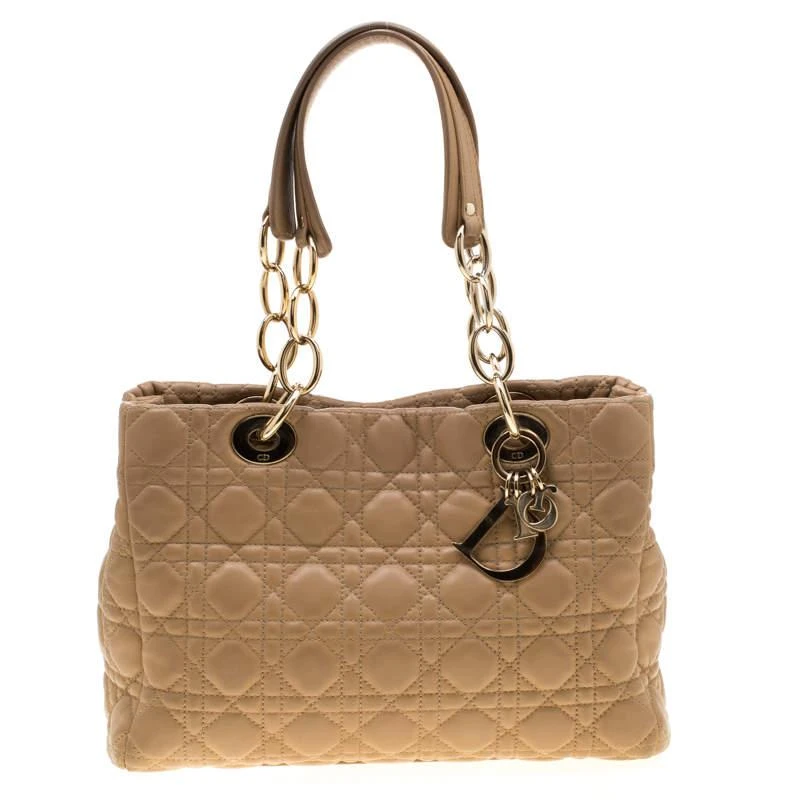 商品[二手商品] Dior|Dior Beige Cannage Leather Dior Soft Shopping Tote,价格¥11062,第1张图片
