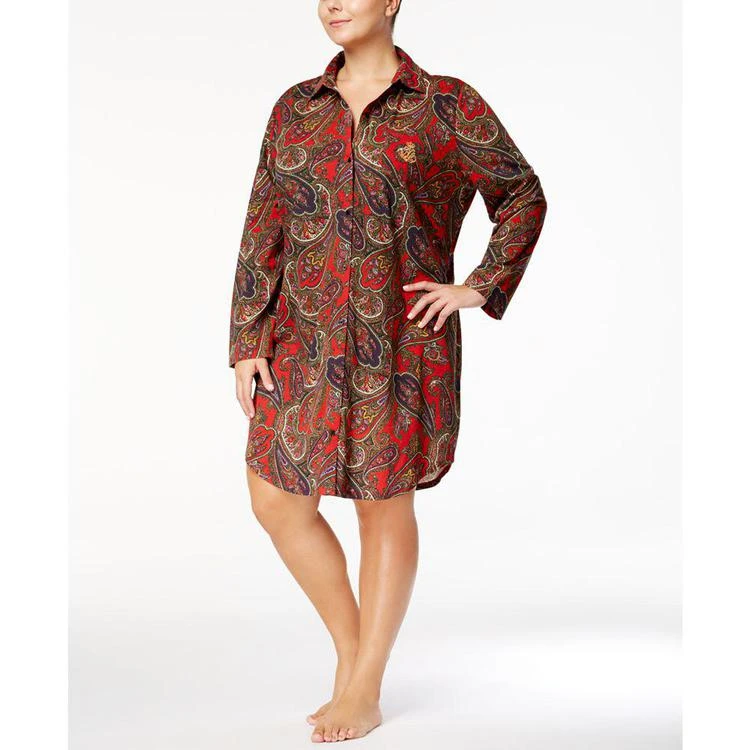 商品Ralph Lauren|Plus Size Cotton Printed Sleepshirt,价格¥230,第1张图片