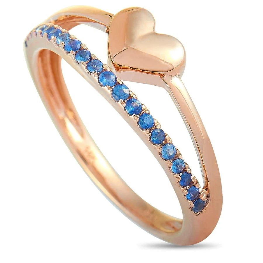 商品LB Exclusive|14K Rose Gold Sapphire Heart Ring,价格¥1711,第1张图片