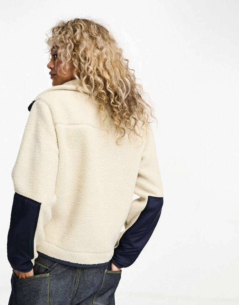 商品Ralph Lauren|Polo Ralph Lauren icon logo hybrid borg jacket in cream/blue,价格¥2155,第3张图片详细描述
