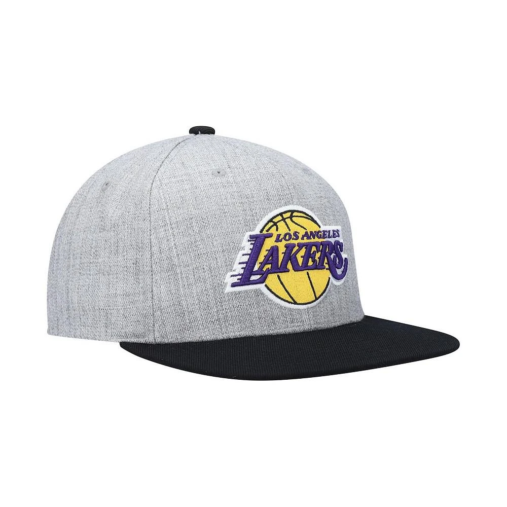 商品Mitchell and Ness|Men's Heathered Gray and Black Los Angeles Lakers Heathered Underpop Snapback Hat,价格¥179,第2张图片详细描述