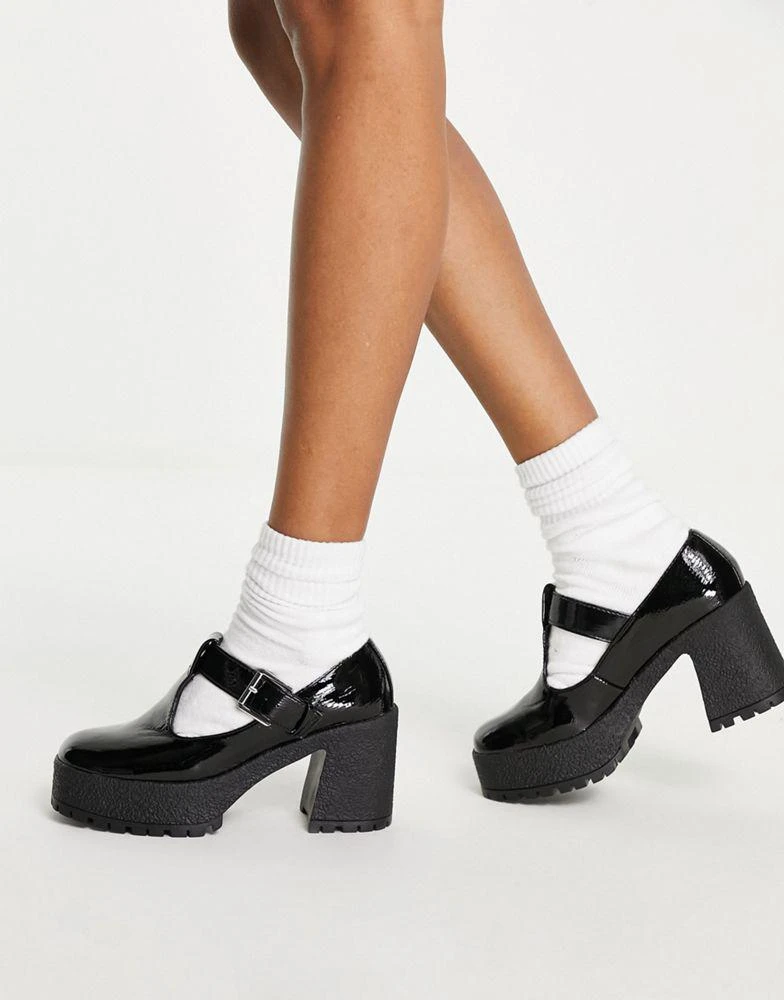 商品ASOS|ASOS DESIGN Spark chunky mary jane high shoes in black patent,价格¥264,第4张图片详细描述