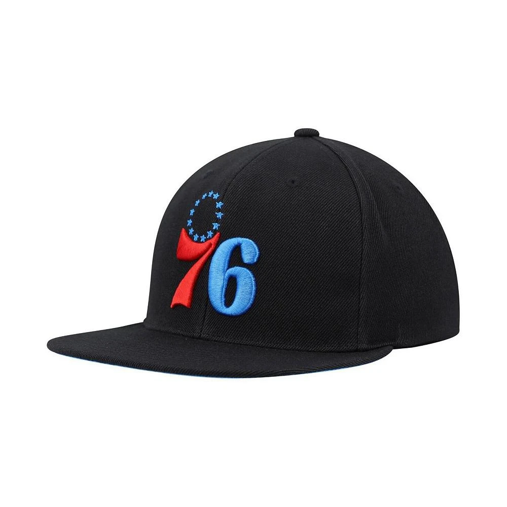 商品Mitchell and Ness|Men's Black Philadelphia 76ers Highlighter Team Pop Snapback Hat,价格¥240,第1张图片