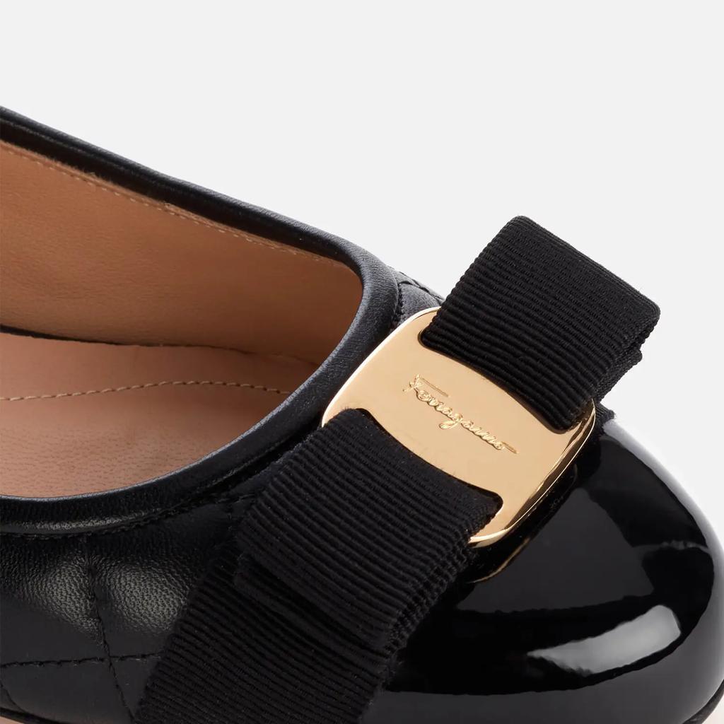 商品Salvatore Ferragamo|Salvatore Ferragamo Women's Varina Quilted Leather Ballet Flats - Black,价格¥3703,第6张图片详细描述