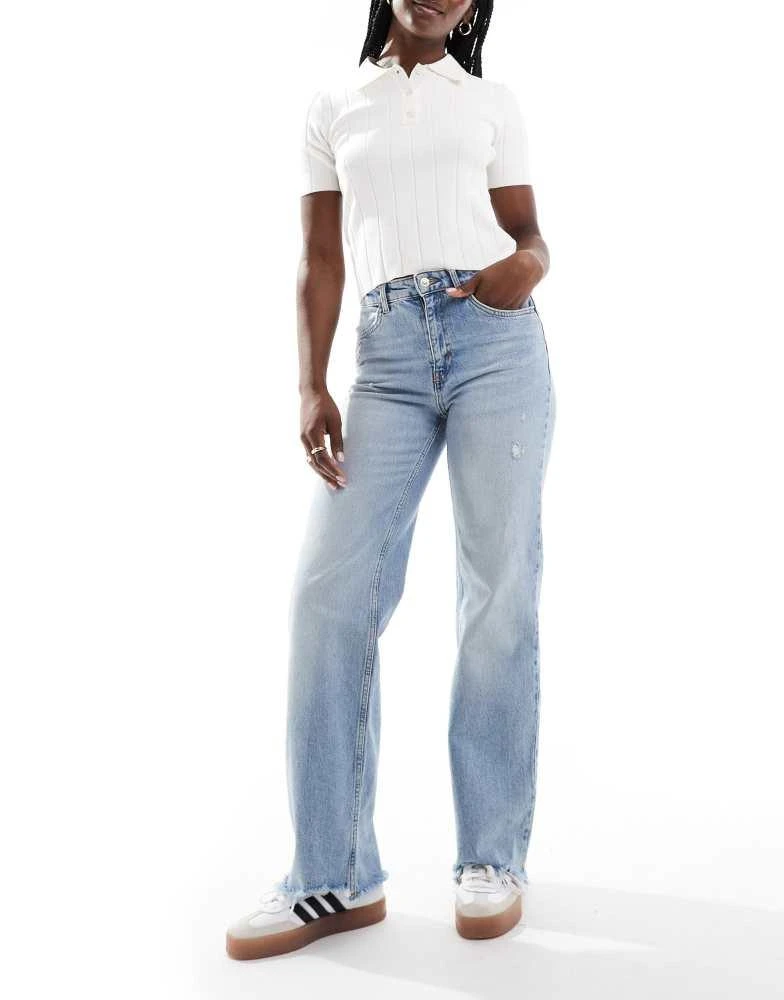 商品ONLY|ONLY Juicy high waist wide leg jeans in light blue denim,价格¥394,第1张图片