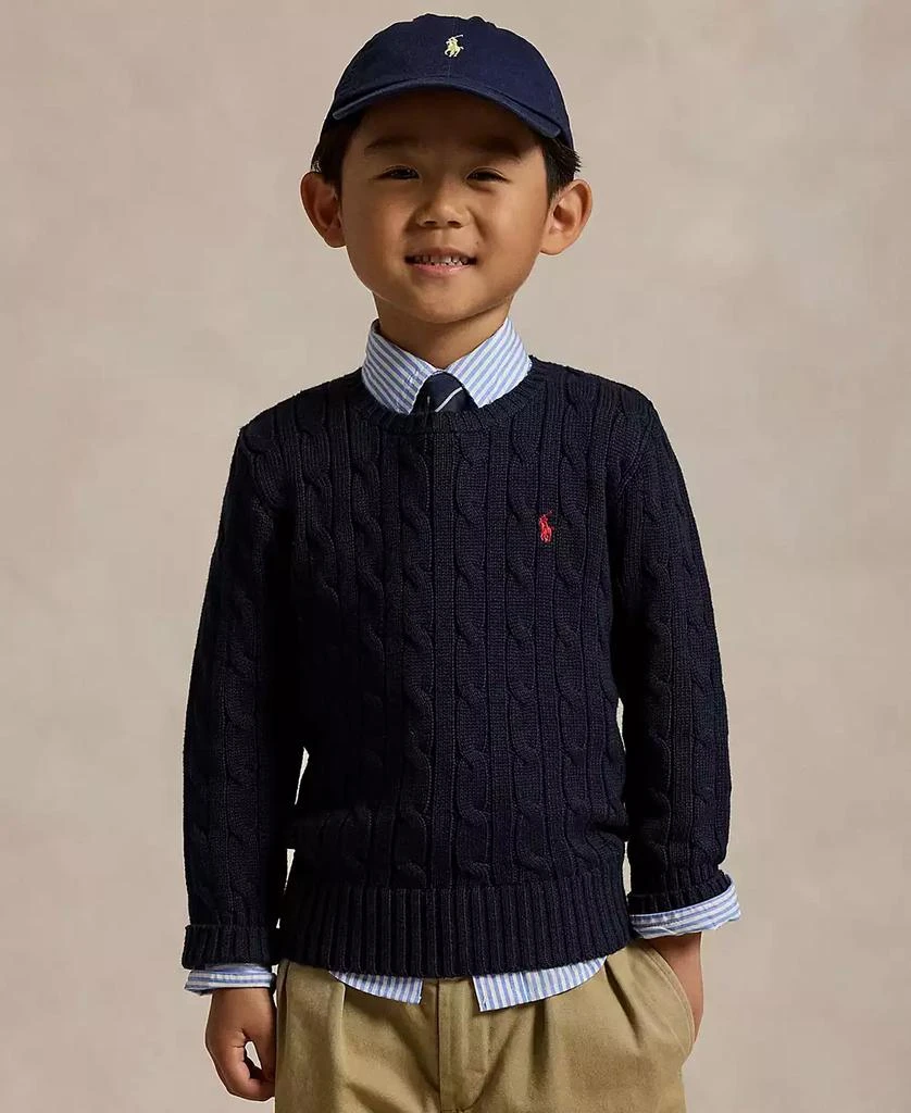 商品Ralph Lauren|Toddler and Little Boys Cable-Knit Cotton Sweater,价格¥124,第1张图片