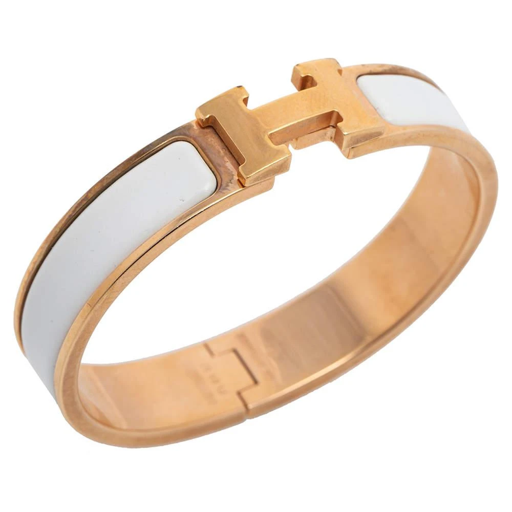 商品[二手商品] Hermes|Hermes White Enamel Gold Plated Clic H Bracelet,价格¥2943,第3张图片详细描述