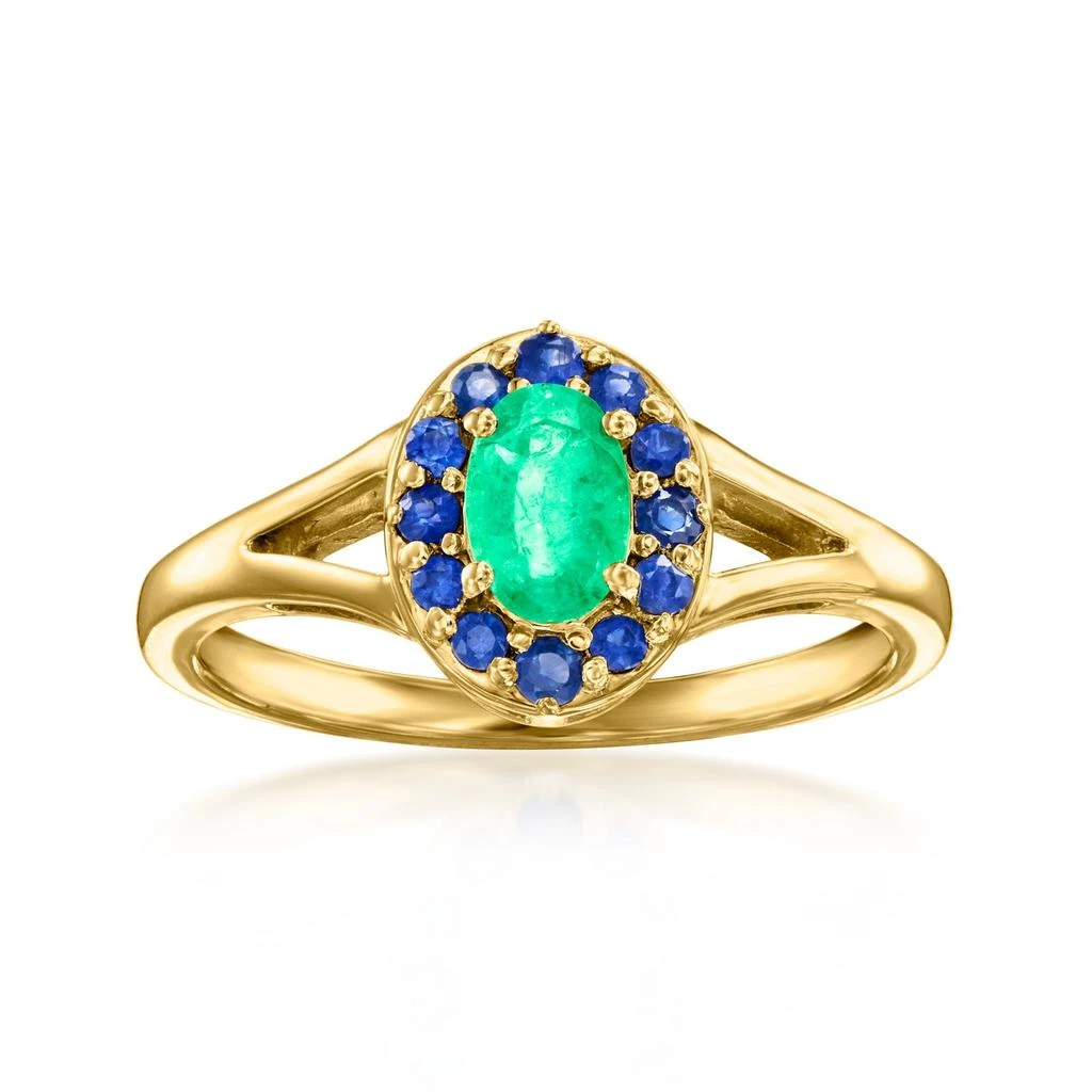 商品Ross-Simons|Ross-Simons Emerald and . Sapphire Ring in 18kt Gold Over Sterling,价格¥1184,第1张图片