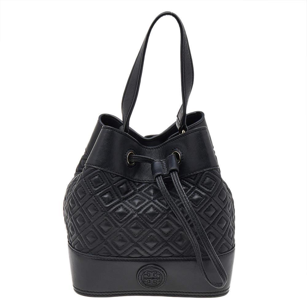 商品[二手商品] Tory Burch|Tory Burch Black Leather Drawstring Bucket Bag,价格¥2991,第1张图片