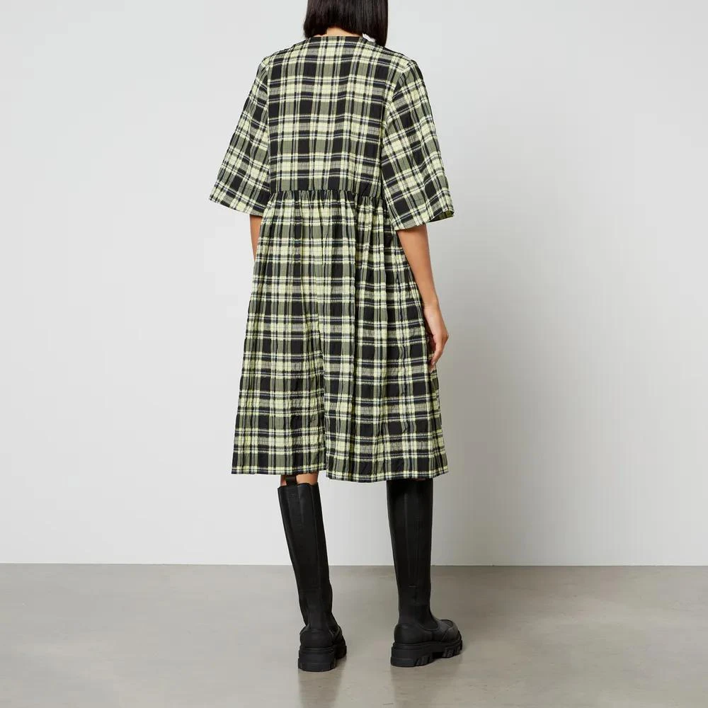 商品Ganni|Ganni Check Organic Cotton-Blend Seersucker Wrap Dress,价格¥1234,第2张图片详细描述