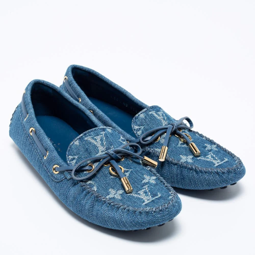 商品[二手商品] Louis Vuitton|Louis Vuitton Blue Monogram Denim Gloria Loafers Size 36.5,价格¥4965,第4张图片详细描述
