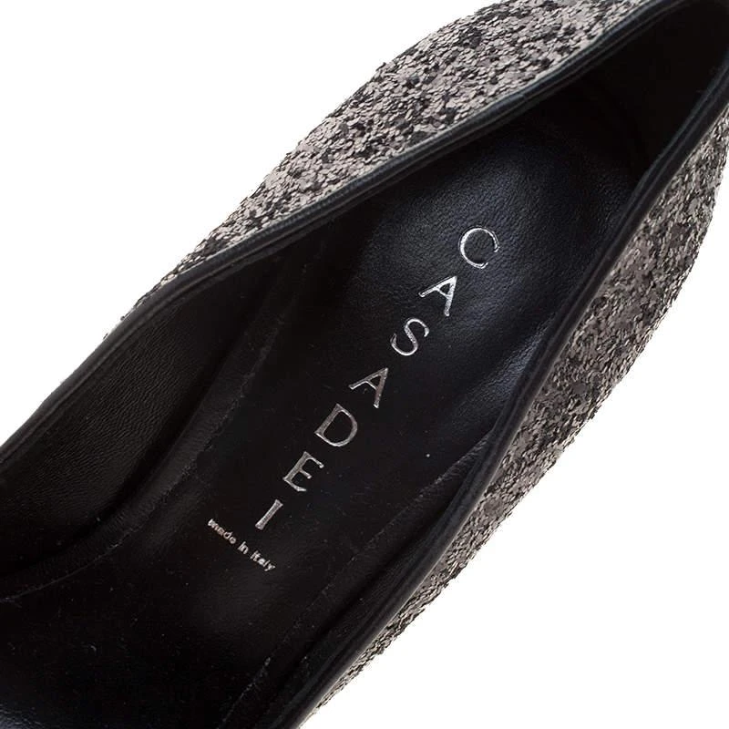 Casadei Black Glitter Peep Toe Platform Pumps Size 38.5 商品