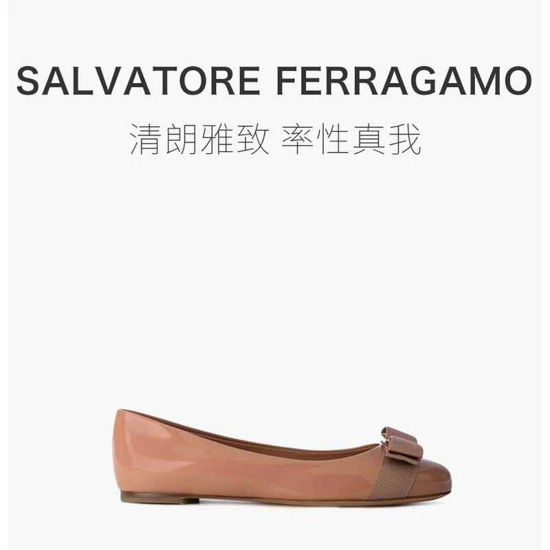 商品Salvatore Ferragamo|SALVATORE FERRAGAMO 菲拉格慕 女士粉色小牛皮平底船鞋 01A181-676235,价格¥5371,第5张图片详细描述