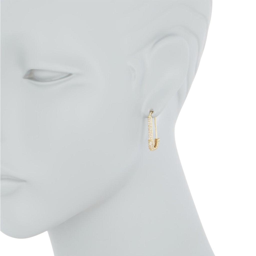Adornia Safety Pin Crystal Dangle Earrings Yellow Gold Plated Brass商品第2张图片规格展示