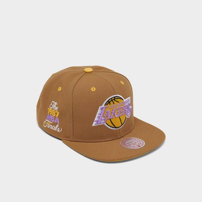 商品Mitchell and Ness|Mitchell & Ness Los Angeles Lakers NBA Wheat Hardwood Classics Snapback Hat,价格¥249,第4张图片详细描述