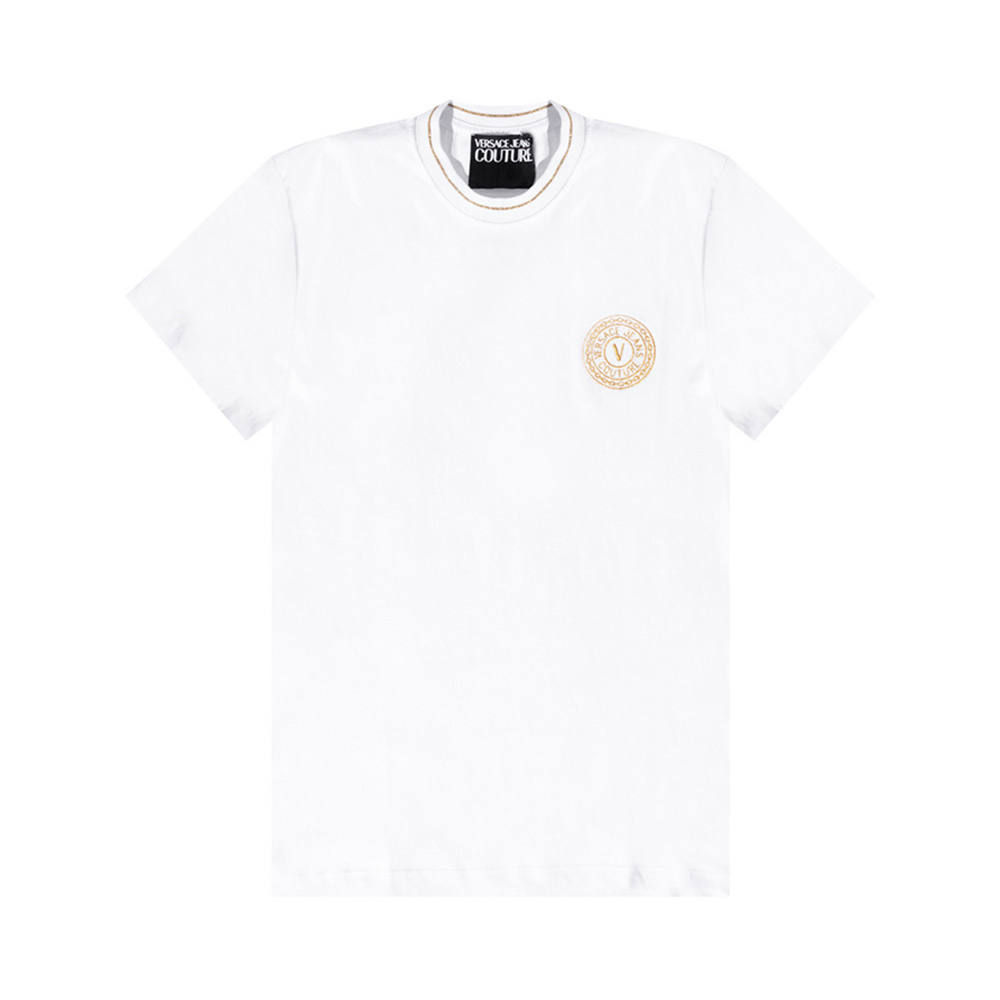 商品Versace|VERSACE JEANS 男士白色V字刺绣T恤 B3GWA7TF-30319-K41,价格¥688,第1张图片