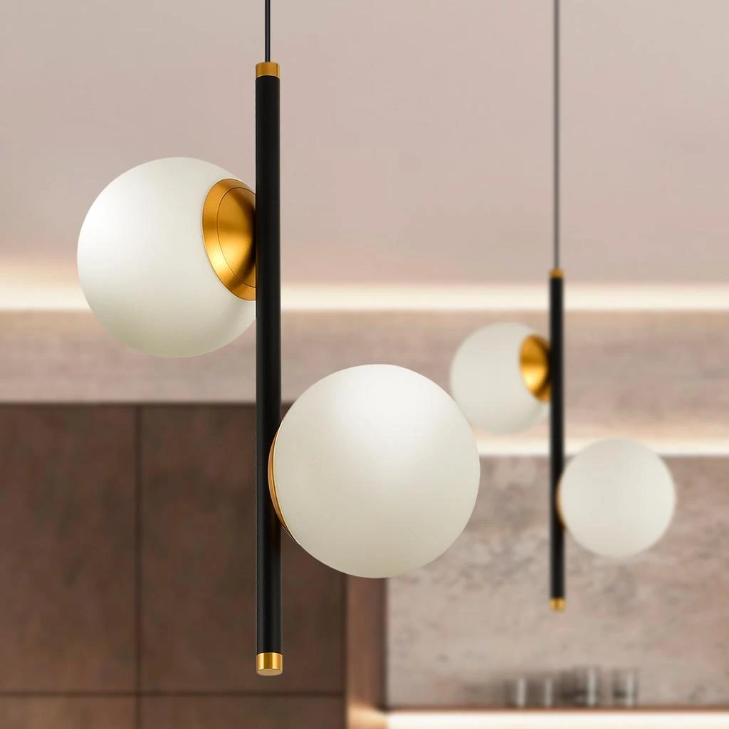 商品VONN Lighting|Capri VCP2202BL 11" 2-Light Integrated LED Height Adjustable Black Pendant Lighting with Glass Shades,价格¥1660,第4张图片详细描述
